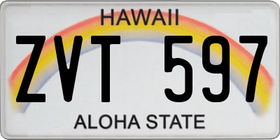 HI license plate ZVT597