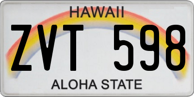 HI license plate ZVT598