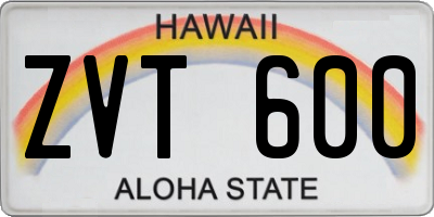 HI license plate ZVT600