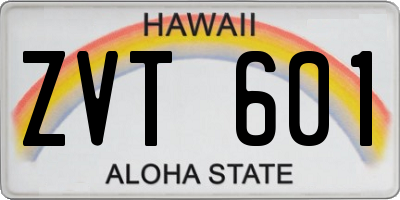 HI license plate ZVT601