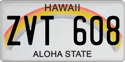 HI license plate ZVT608