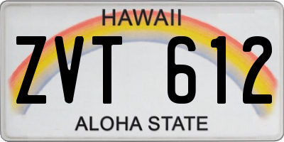 HI license plate ZVT612