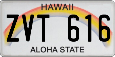 HI license plate ZVT616
