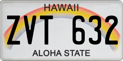 HI license plate ZVT632