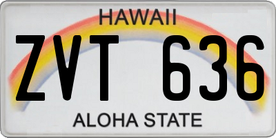 HI license plate ZVT636