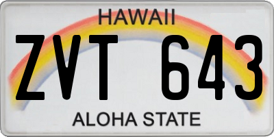 HI license plate ZVT643
