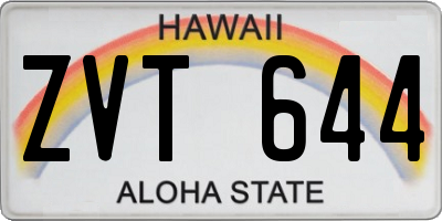 HI license plate ZVT644