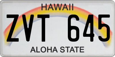 HI license plate ZVT645