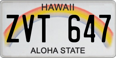 HI license plate ZVT647