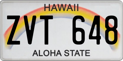 HI license plate ZVT648