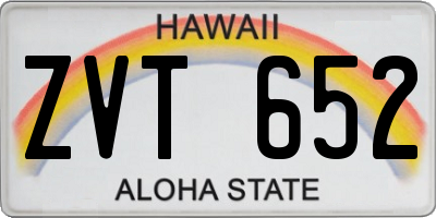 HI license plate ZVT652