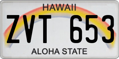 HI license plate ZVT653