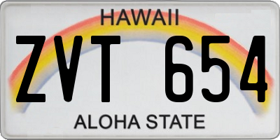HI license plate ZVT654