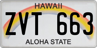 HI license plate ZVT663