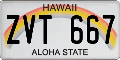 HI license plate ZVT667