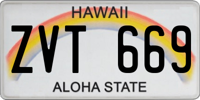 HI license plate ZVT669