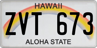 HI license plate ZVT673
