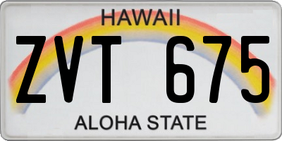 HI license plate ZVT675