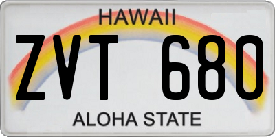 HI license plate ZVT680