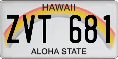 HI license plate ZVT681