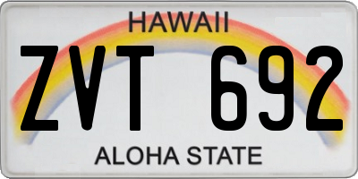 HI license plate ZVT692