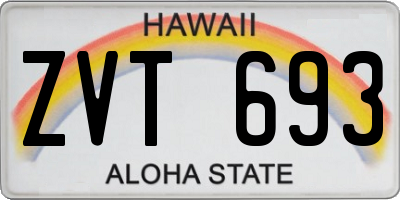 HI license plate ZVT693