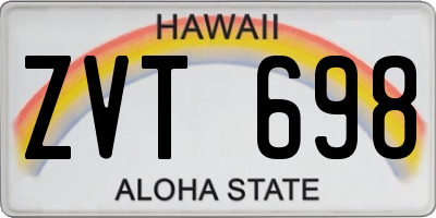 HI license plate ZVT698