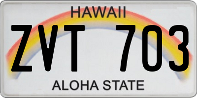 HI license plate ZVT703