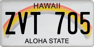 HI license plate ZVT705
