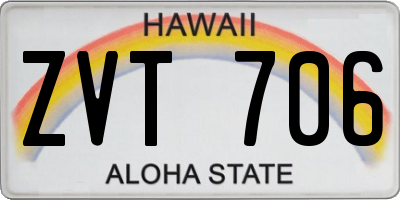 HI license plate ZVT706