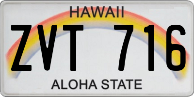 HI license plate ZVT716