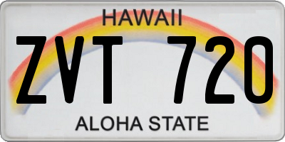 HI license plate ZVT720