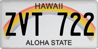 HI license plate ZVT722