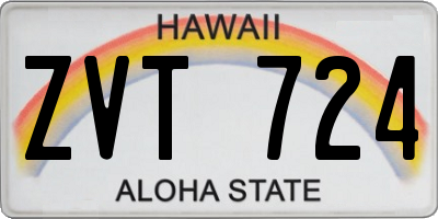 HI license plate ZVT724