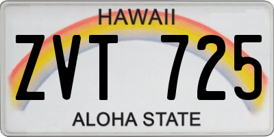 HI license plate ZVT725