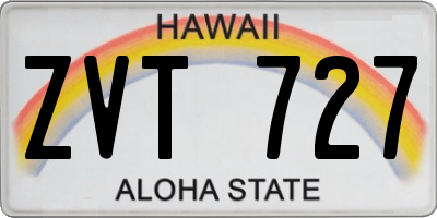HI license plate ZVT727