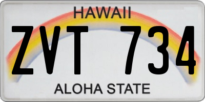 HI license plate ZVT734