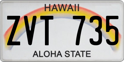 HI license plate ZVT735