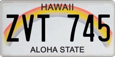 HI license plate ZVT745