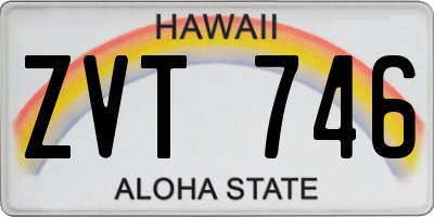 HI license plate ZVT746