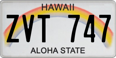 HI license plate ZVT747