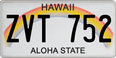 HI license plate ZVT752
