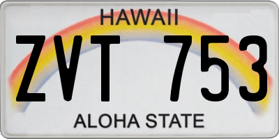 HI license plate ZVT753