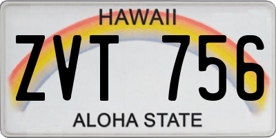 HI license plate ZVT756