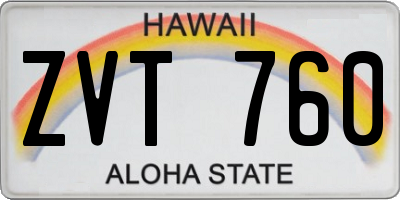 HI license plate ZVT760