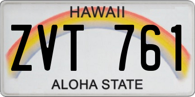 HI license plate ZVT761