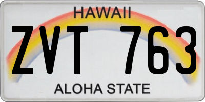 HI license plate ZVT763