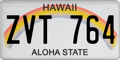 HI license plate ZVT764