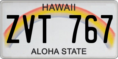 HI license plate ZVT767
