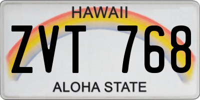 HI license plate ZVT768